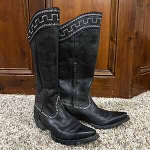 Ariat Black Heeled Boots with Gray Trim